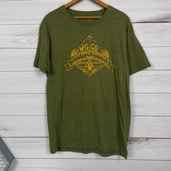 Lucky Brand Men's Short Sleeve Green T-Shirt Sz Medium - Picture 1 of 5